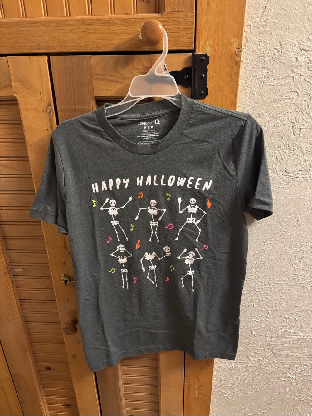 Celebrate It Gray Halloween Skeleton Dance Tee